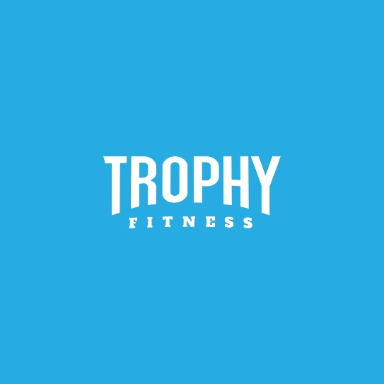 Trophy Fitness - Logo Reject, White on Blue