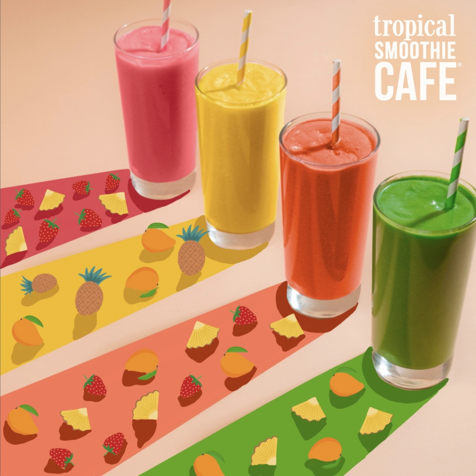 Tropical Smoothie Cafe - Logo Design, 4 Smoothie Varieties , Graphic