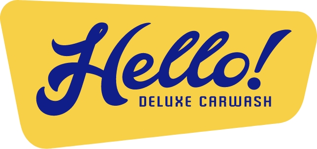 Hello Carwash - Logo Design, Blue on Yellow