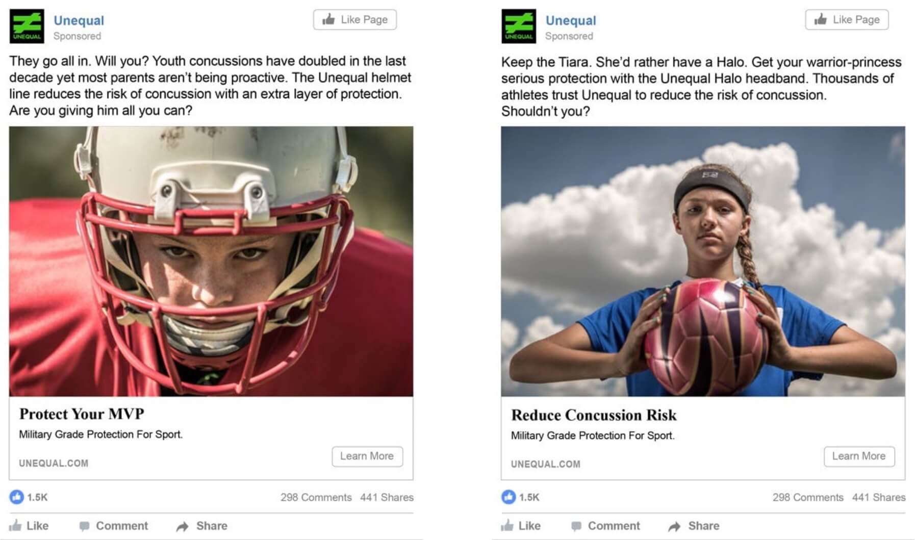 Unequal - Concussion Protection Product, Social Media